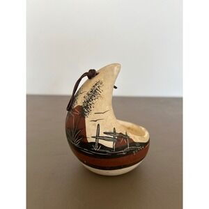 Juan Redeye Small Navajo Pottery Signed Hand Painted Seed Pot Hanging Vase